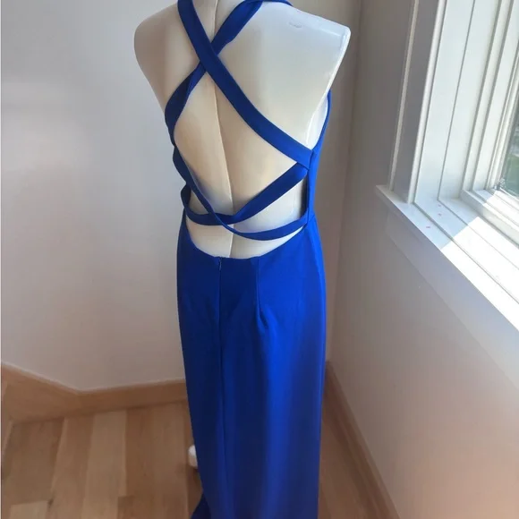 Lulus Straight To The Heart Royal Blue Backless Maxi Dress / cut out back - Picture 6 of 10